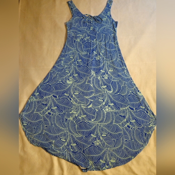 Z Supply Dark and Light Blue Floral Wave Patterned Maxi Dress - Picture 4 of 11